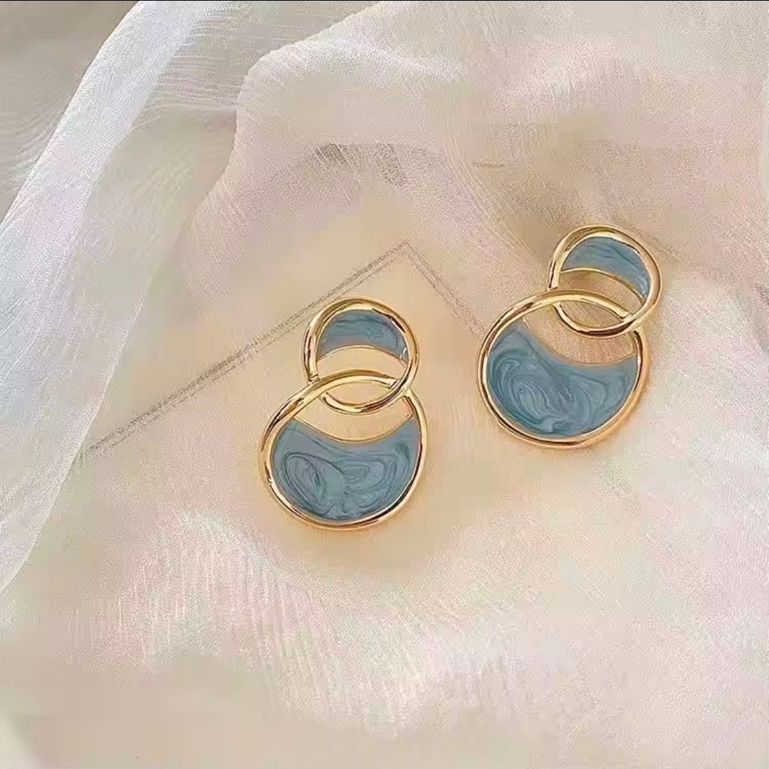 Blue Enamel Earings