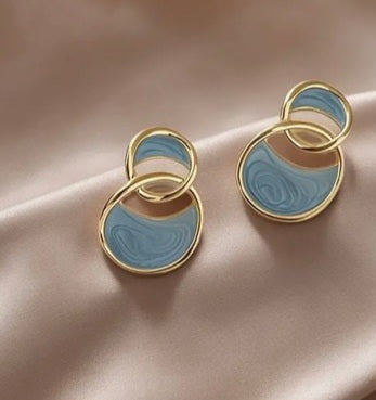 Blue Enamel Earings